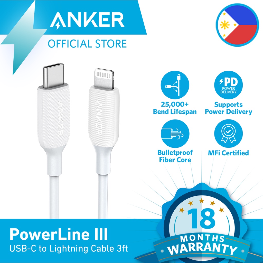 Anker USB C to Lightning Cable, iPhone 11 Charger [3ft Apple MFi