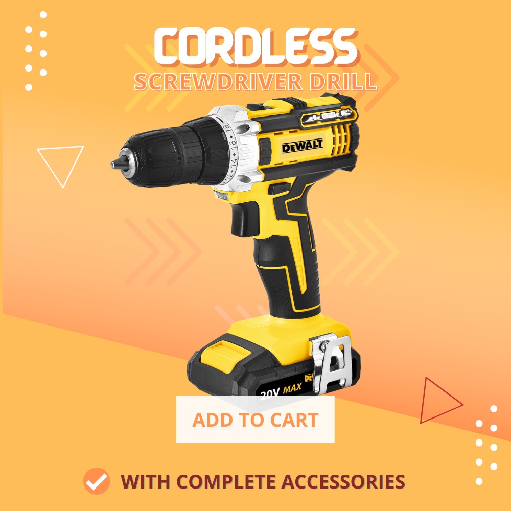 20V D3walt Cordless Electric Screwdriver Drill with Work Light,2Speed