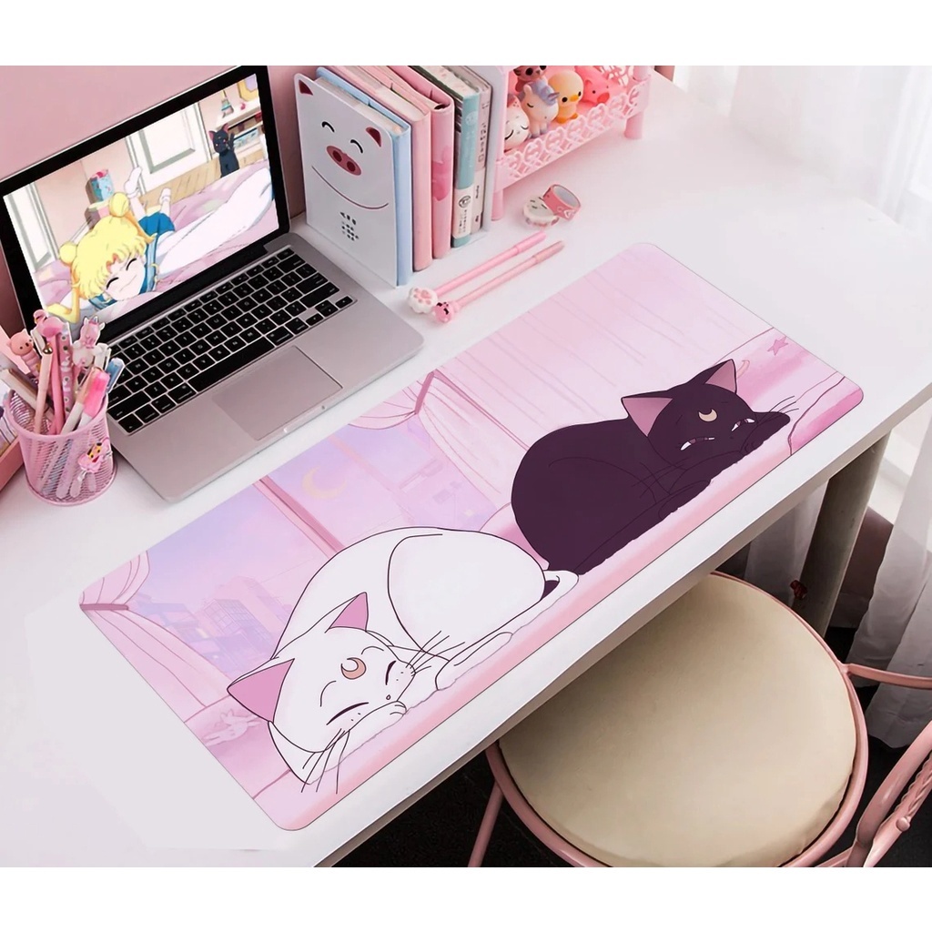 Laptop Mousepad cute Kawaii anime cats deskmat XXL extended gaming desk