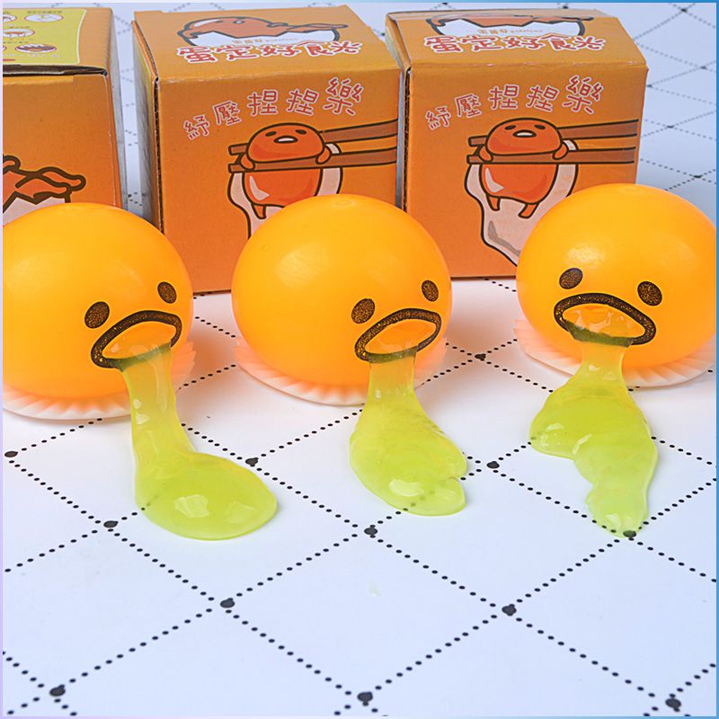 Soft Round Vomit And Sucking Lazy Egg Yolk Relief Toy Funny Squishy