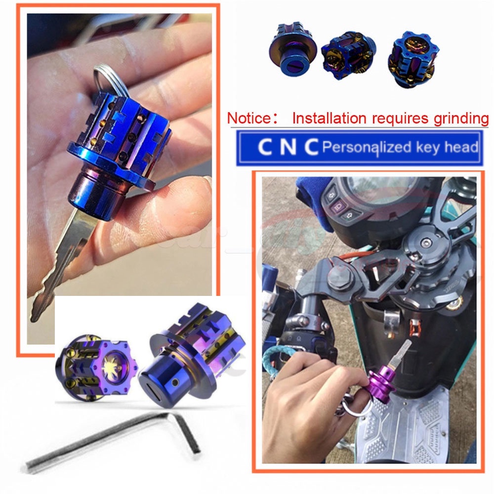 Motorcycle Universal Keychain Modified Key Cover CNC Key Bit Pentagonal ...