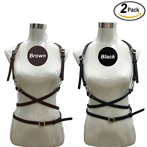 GETADME Women PU Leather Harness 2 Piece Set Sexy Hollow Out Metal Chest Chain With Tassel Sequins Mini Skirt Gothic Party Club Outfits main image 0
