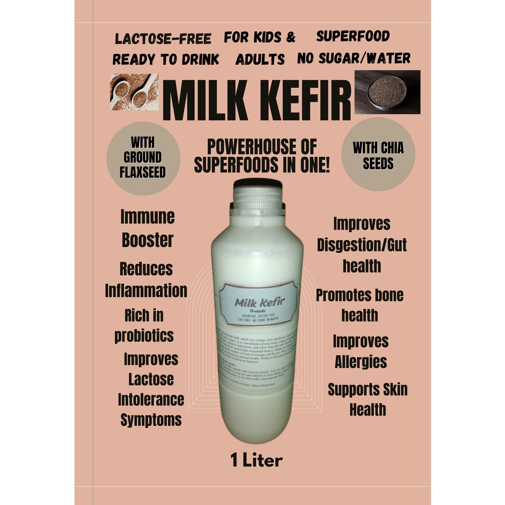 Milk Kefir with Ground Flax Seeds and Chia Seeds in one. Superfood