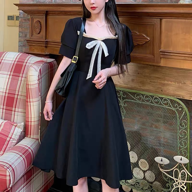 Summer korean dress midi black dress for woman Casual fitted dresses for  women formal dress elegant