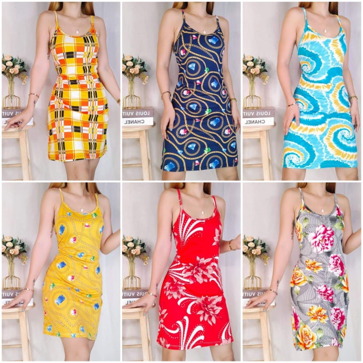 Spag Dress Strap Printed Stretchable Above Knee Fit to S-XL Free Size ...
