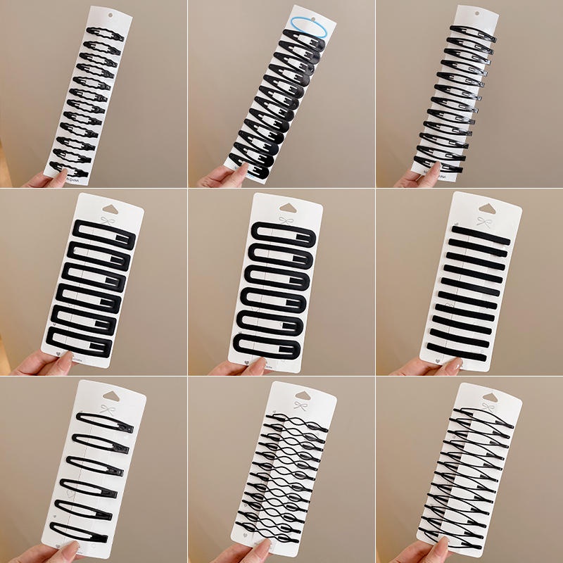 12 Pcs/Set Basic Hairpin Simple Korean Black Hair Clip Cute Fashion