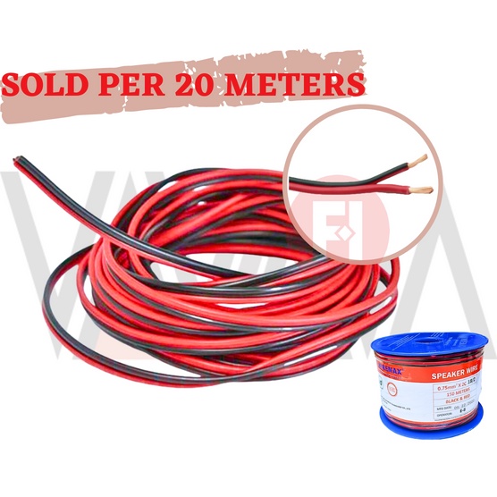 WIREMAX 18/2 Speaker Wire Black and Red per 20 Meters Pure Copper Wire Shopee Philippines