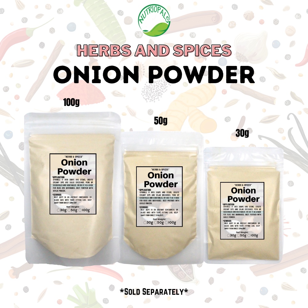 ONION POWDER (HERBS & SPICES) ZIPLOCK POUCH 30g, 50g, and 100g Shopee