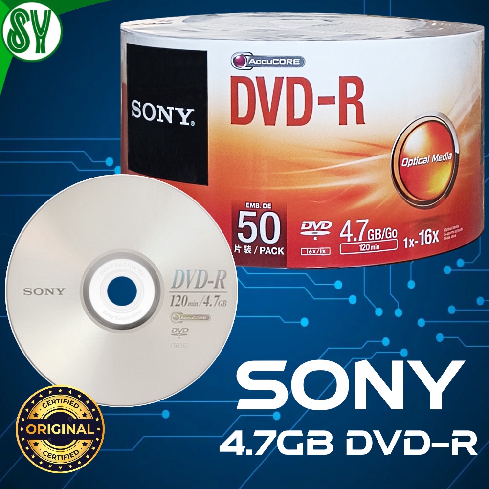 ORIGINAL Sony DVDR 4.7GB Recordable 16x DVD Media Blank DVD Disk NEW
