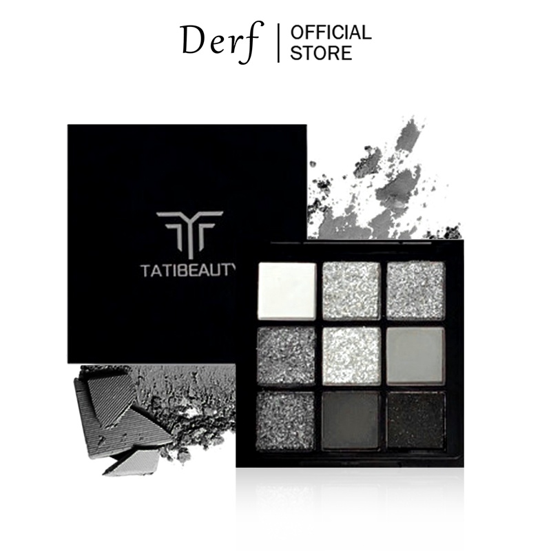 Derf 9 Color Eyeshadow Palette Black White Gray Metallic Smokey Makeup ...