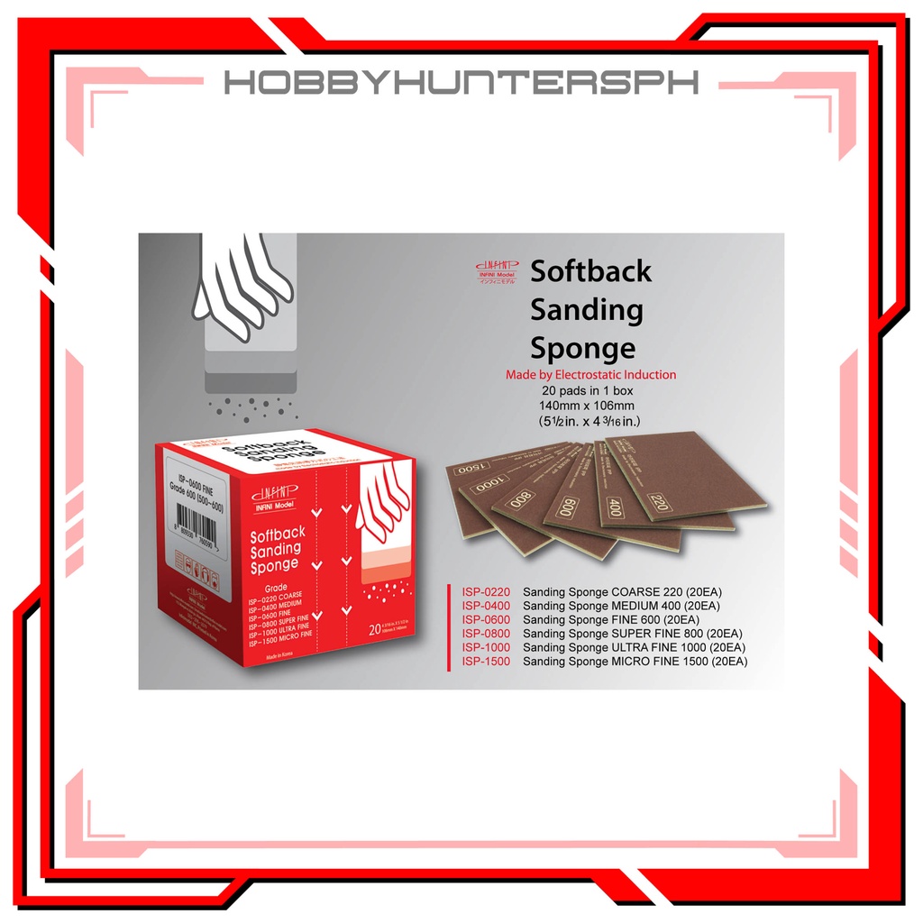 Infini Model ISP Series Sanding Sponge (PER PIECE) Grit 220 / 400 / 600