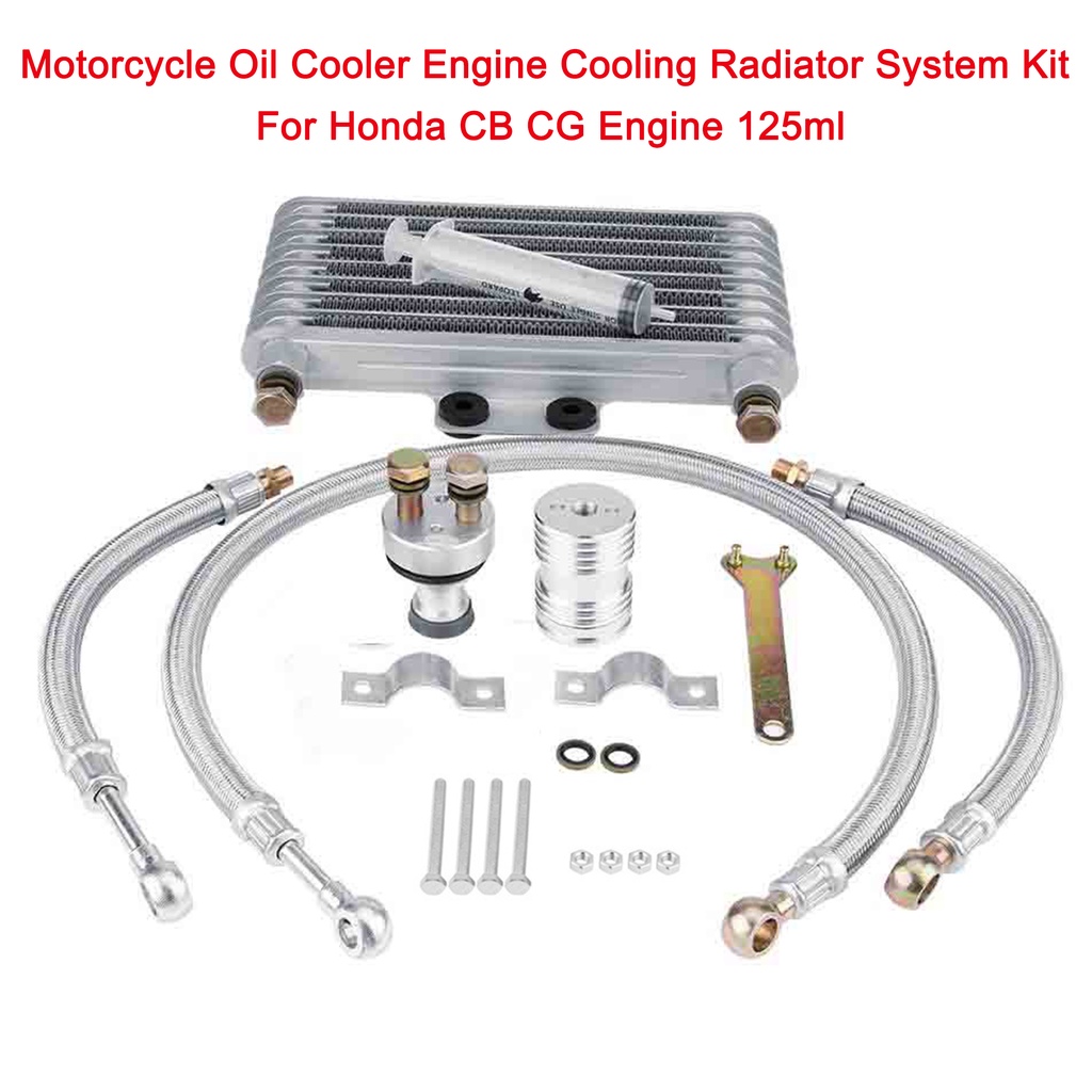 Motorcycle Oil Cooler Engine Cooling Radiator System Kit For Honda CB