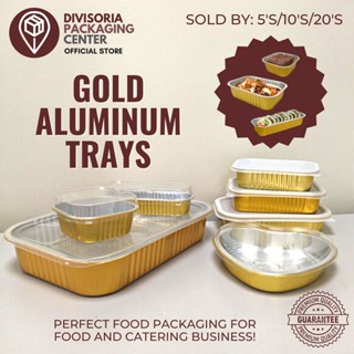 6pcs 100ml Gold Aluminum Foil Square Cake Pans Without Lids