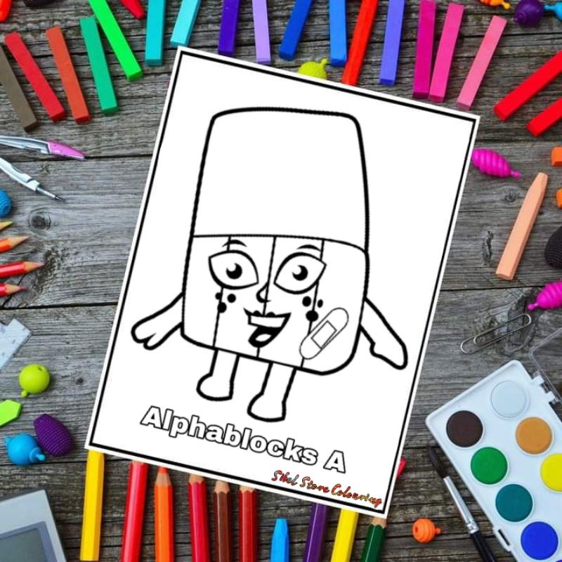 Alphablocks A to Z Series Drawing Coloring Paper 26 Sheets (Short Card ...