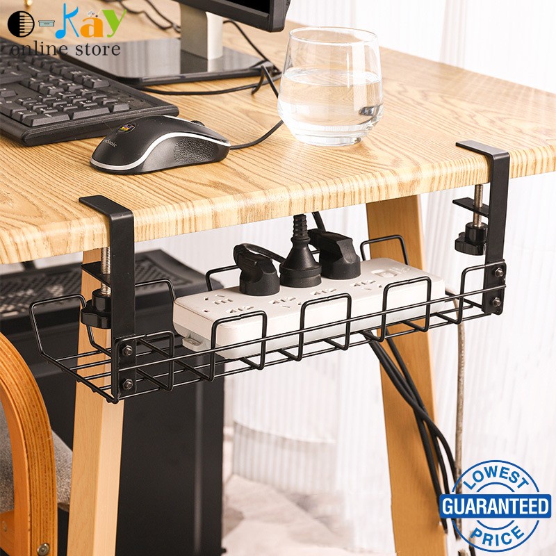 O-KAY Under Table Storage Rack Cable Management Tray Desk Socket Holder ...