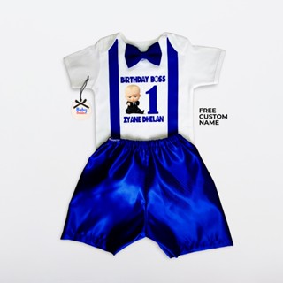 Boss Baby Birthday Outfit with Name Baby Boy Onesie 1st Birthday Photoshoot Clothes Baby Onesies PH