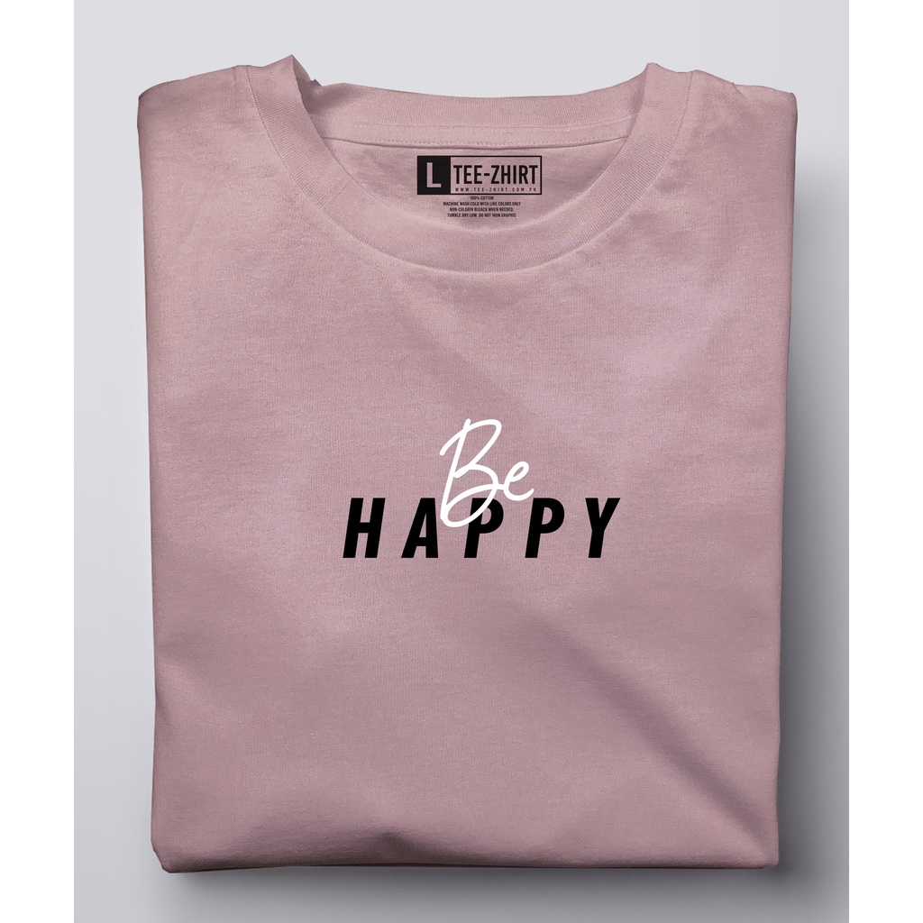 Be Happy Tee-Zhirt For Men and Women Unisex Korea Aethestic | Shopee ...