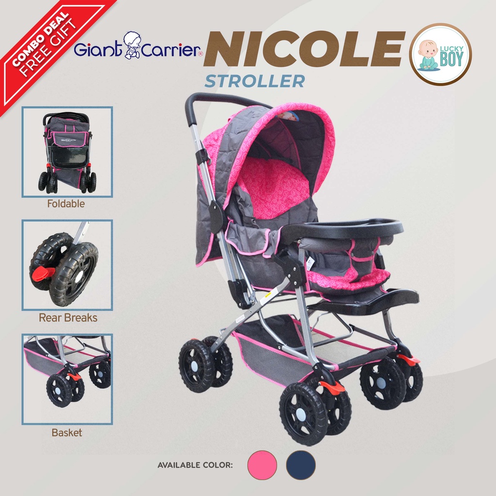 Giant Carrier Nicole Reversible Foldable Compact Pink Stroller for Baby Shopee Philippines