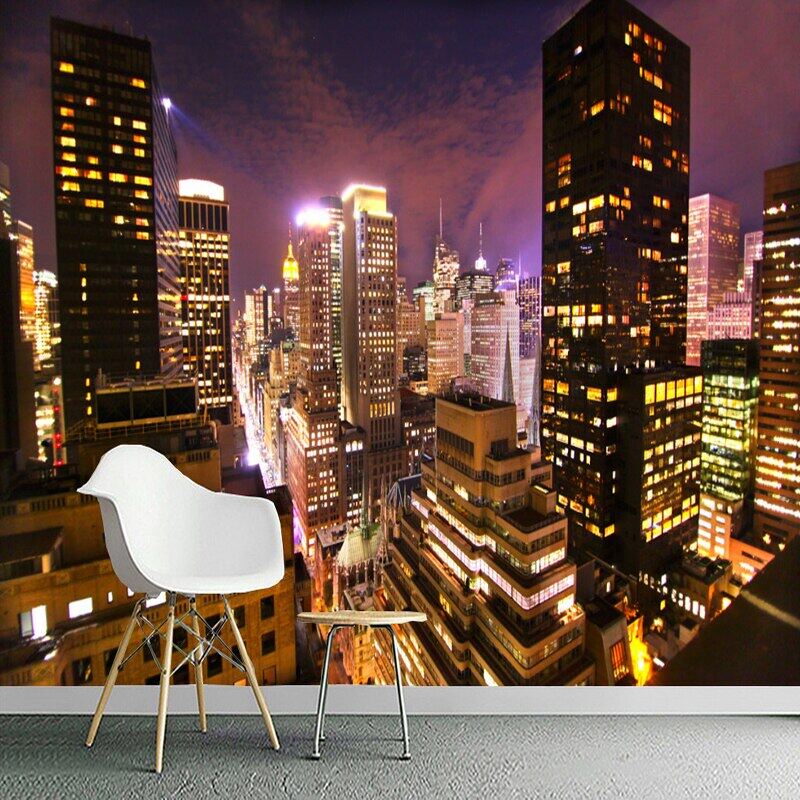 140x70cm Custom Wall Mural Hong Kong City Night View 3D Landscape ...