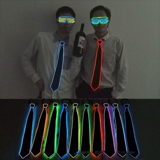 CLEOES Glowing Tie Uniform DJ Bar Club Stage Props EL Wire Neon For Men ...