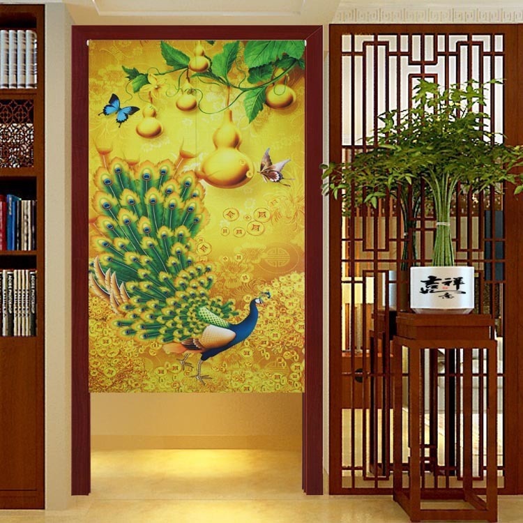 Chinese Gourd Nine Fish Figure Feng Shui Door Curtain Kitchen Toilet