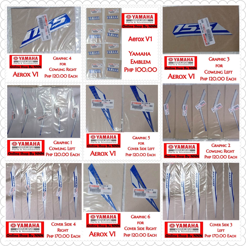 SET DECALS FOR COWLING & COVER SIDE RACE BLUE YAMAHA GENUINE PARTS ...