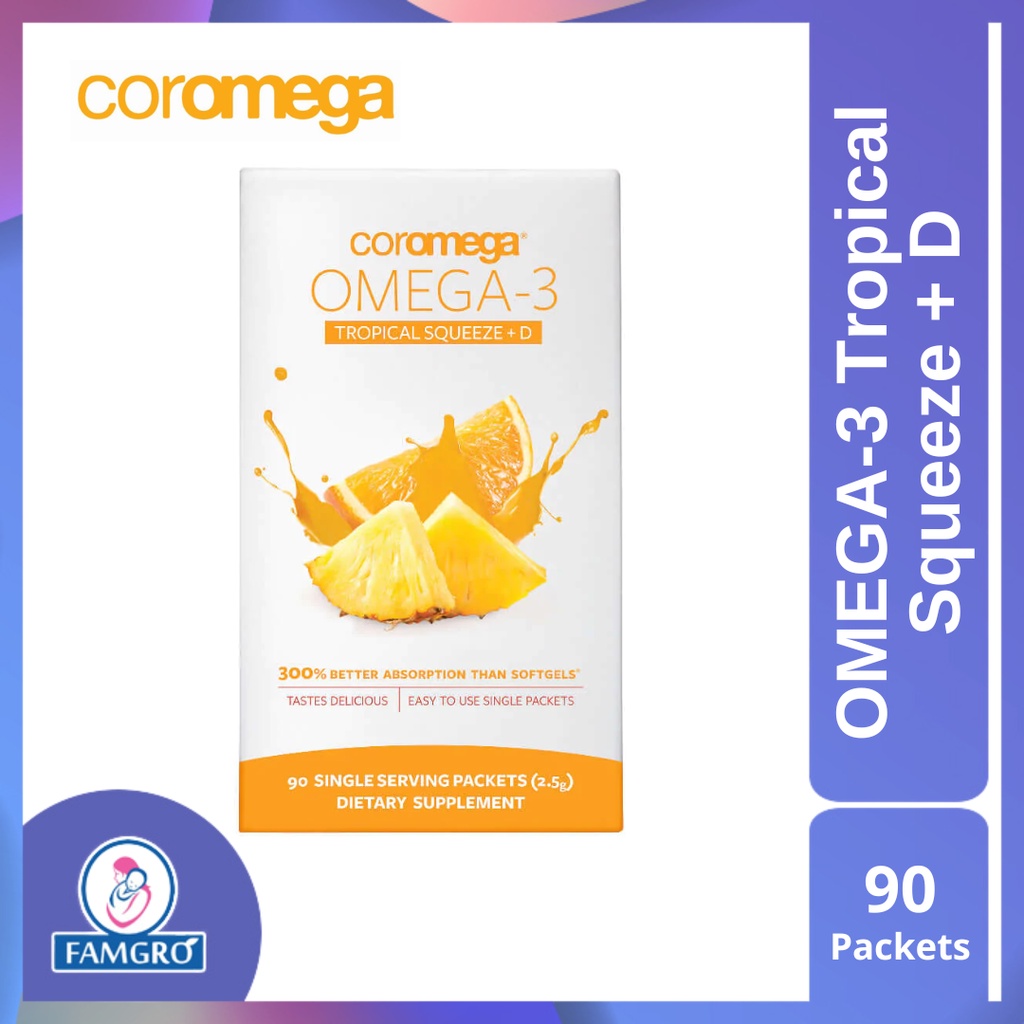 Coromega Omega 3 Fish Oil Supplement, 650mg of Omega-3s, Tropical ...