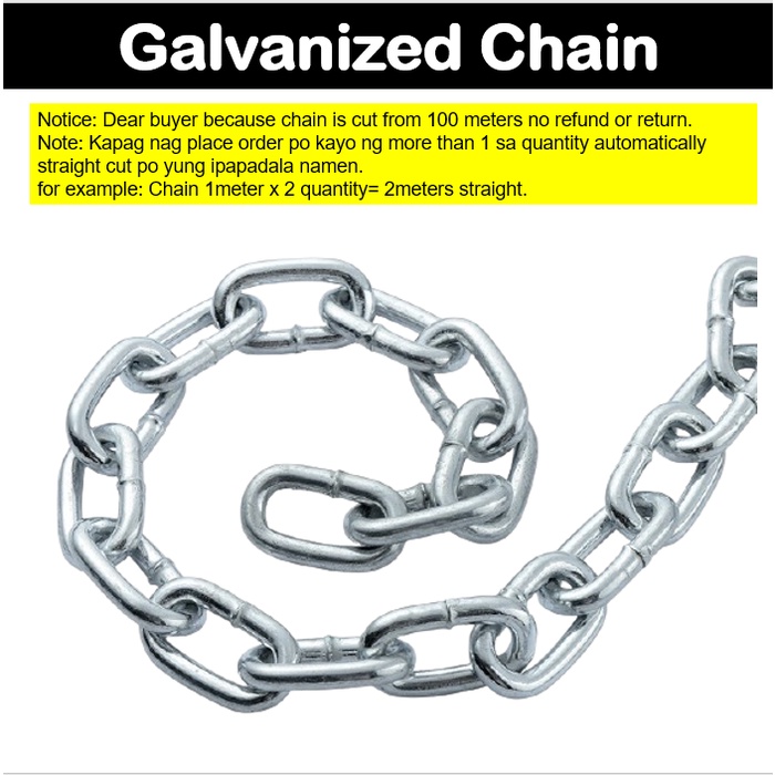 1.5m Heavy Duty Steel Chain Kadena Galvanized Sliver Chain for Locking ...