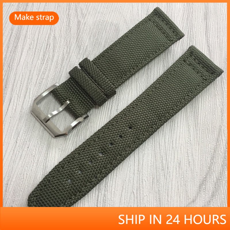 For IWC Pilot Portuguese Leather Strap Nylon Canvas Watch Strap 20 21
