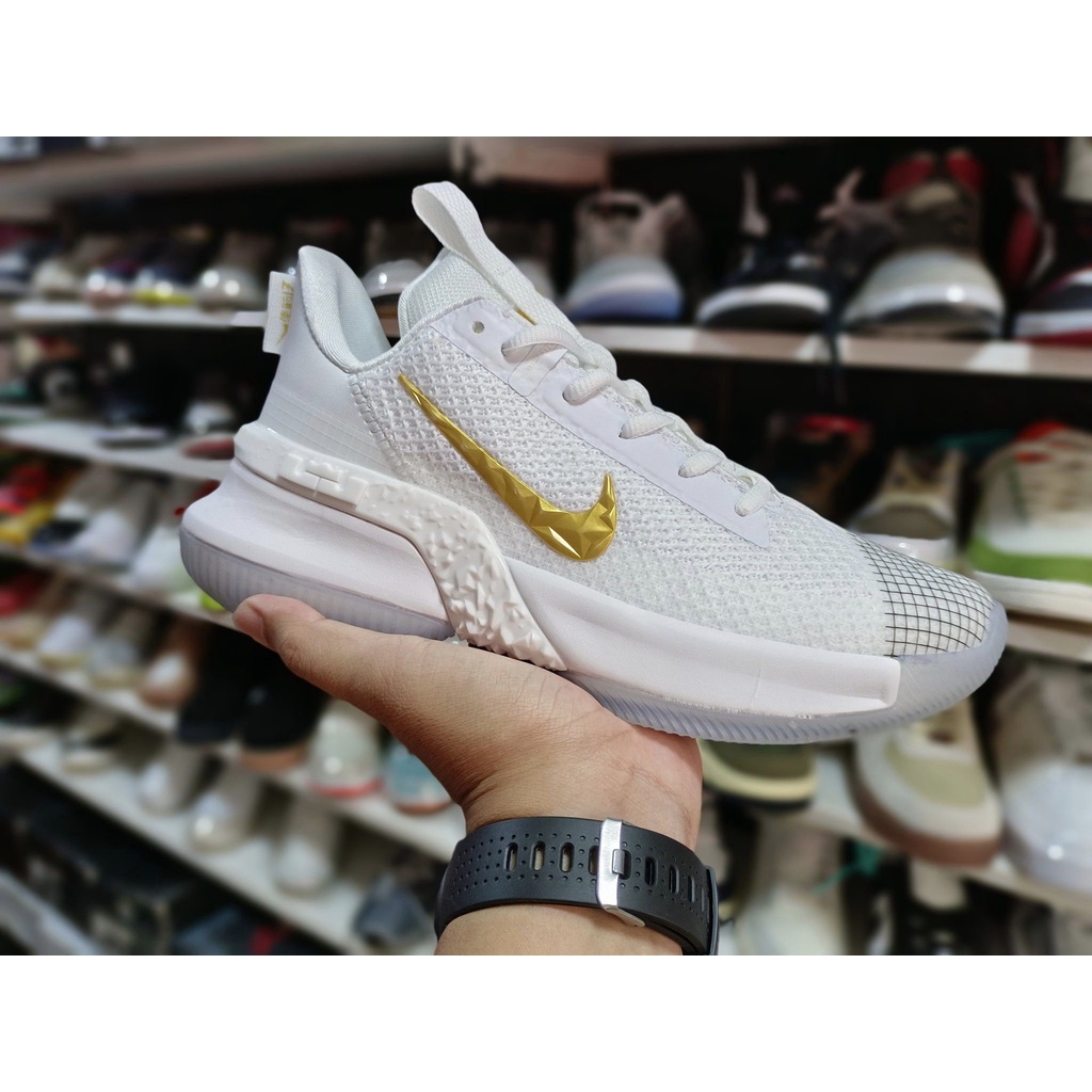 Mens white and hot sale gold nike shoes