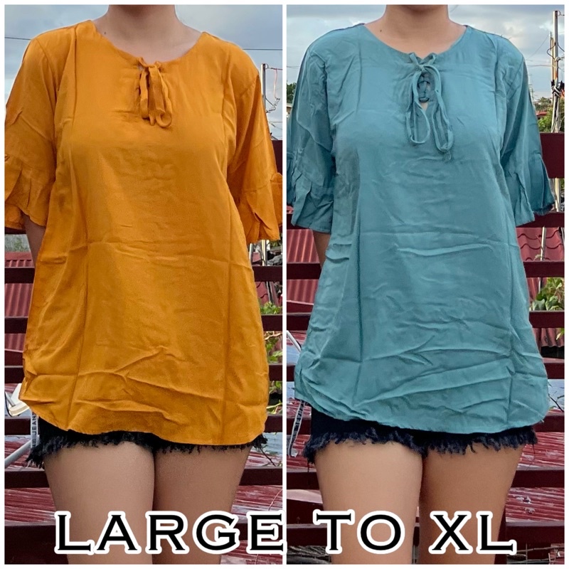 CHALLIS RUFFLES WITH FRONT TIE LARGE TO XL | Shopee Philippines