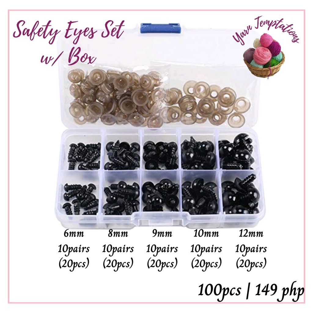 100 pcs(50pairs) Safety Eyes for Crochet Amigurumi Plastic Eyes 6mm,8mm