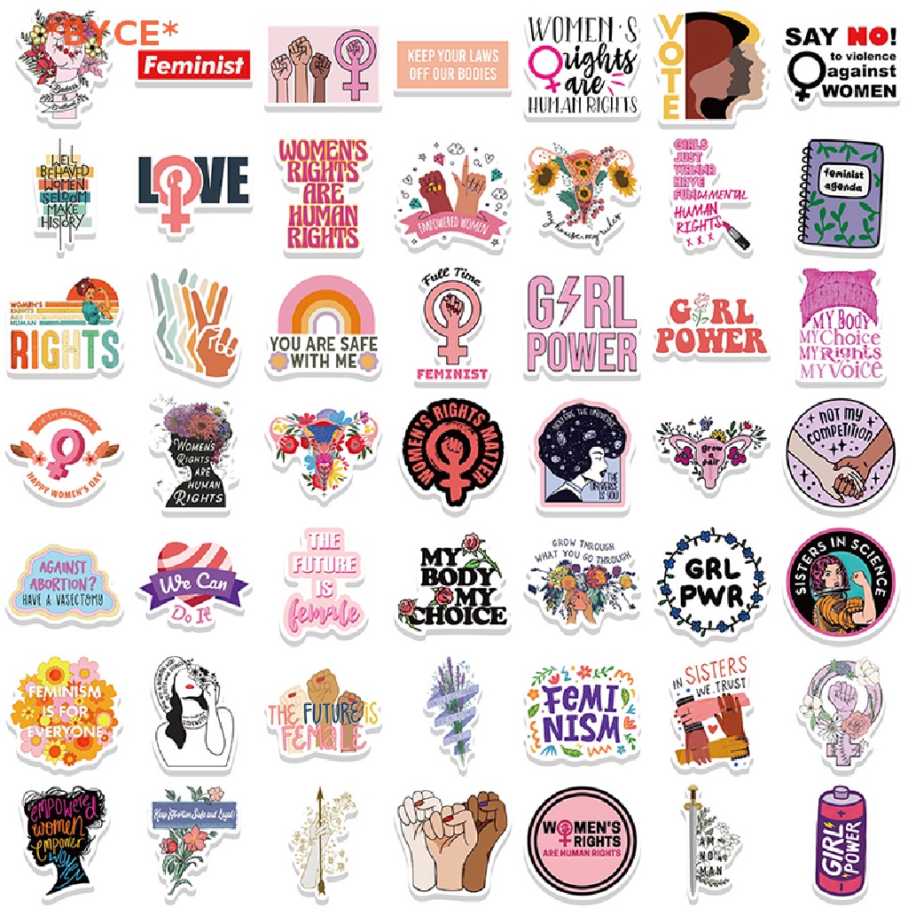 BYCE> 100Pcs Cartoon Feminist Graffiti Women DIY Stickers For Phone Car ...