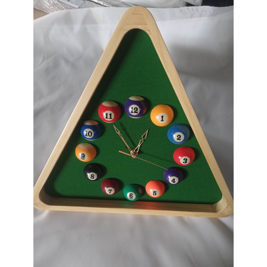 Triangle Billiard Wall Clock w/ Solid Wood Frame / ORASAN / BILLIARD ...