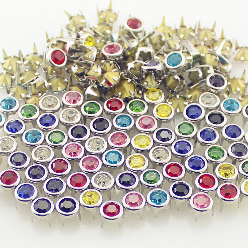100 Pieces High Quality 7mm Rhinestone Claw Rivets Leather Bag Clothes ...