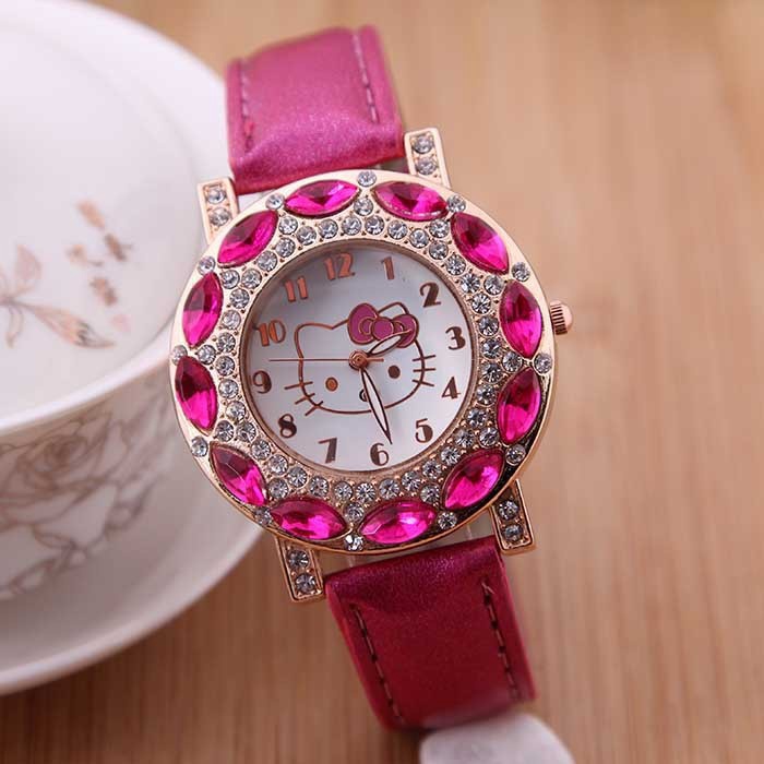 Women s Wristwatch Hello Kitty Cartoon Cute Quartz Lady Watches Casual Simple Leather Strap Analog Watch Exquisite Wrist Watch Shopee Philippines