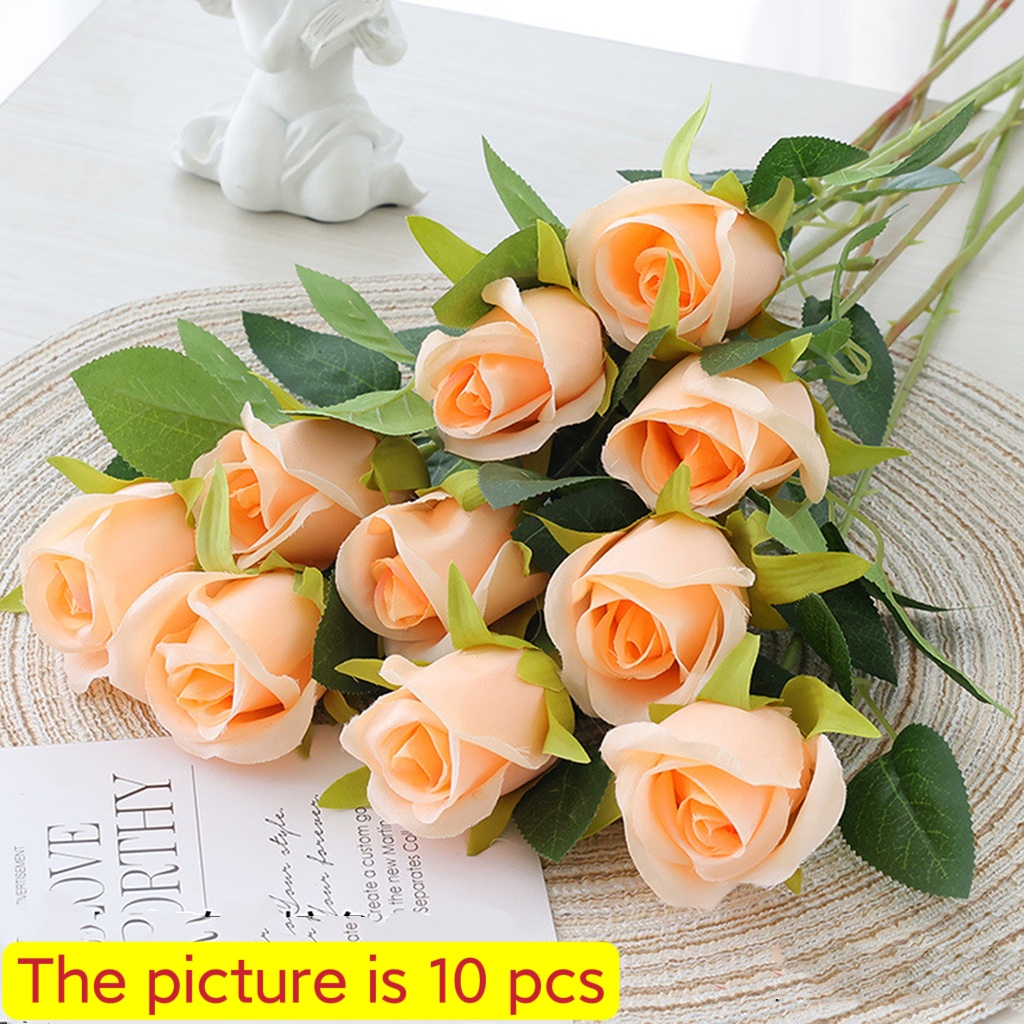 Artificial Red Roses Flowers Long Stem Fake Silk Rose for Valentine's ...
