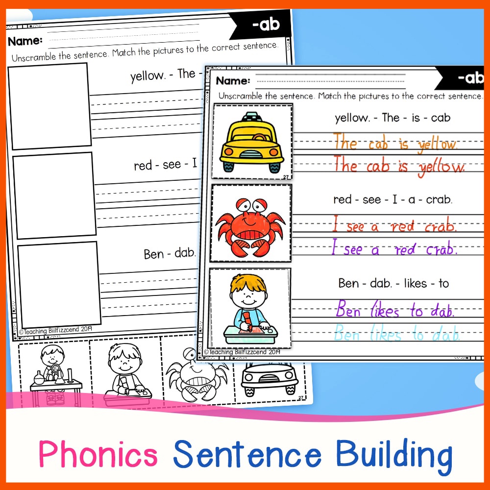 107Pcs Phonics Sentence Building Kindergarten and 1st Learning English ...