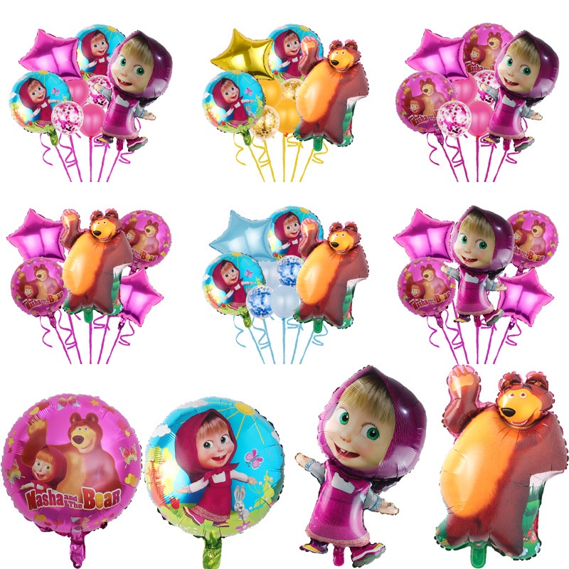 Masha and The Bear Kids Birthday Party Balloon Set Masha and The Bear ...