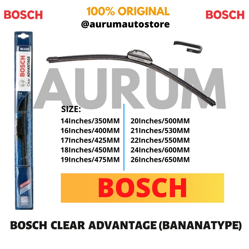 Bosch Clear Advantage Wiper Blades Banana Type (NEW MODEL) PER PIECE