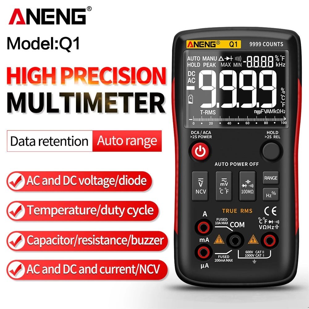 Aneng Q1 Digital Multimeter 9999 Analog Tester True Rms Professional Multimeter Diy Transistor 5425