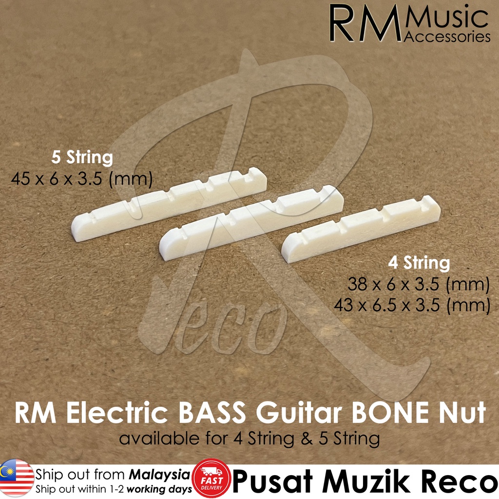 RM Electric BASS Guitar BONE Nut Flat Bottom 4 String / 5 String NUT