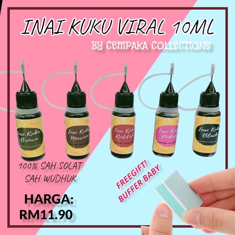 Inai CEMPAKA INAI NAILS VIRAL TIKTOK 10ML FREE NAIL BUFFER INAI SAH ...