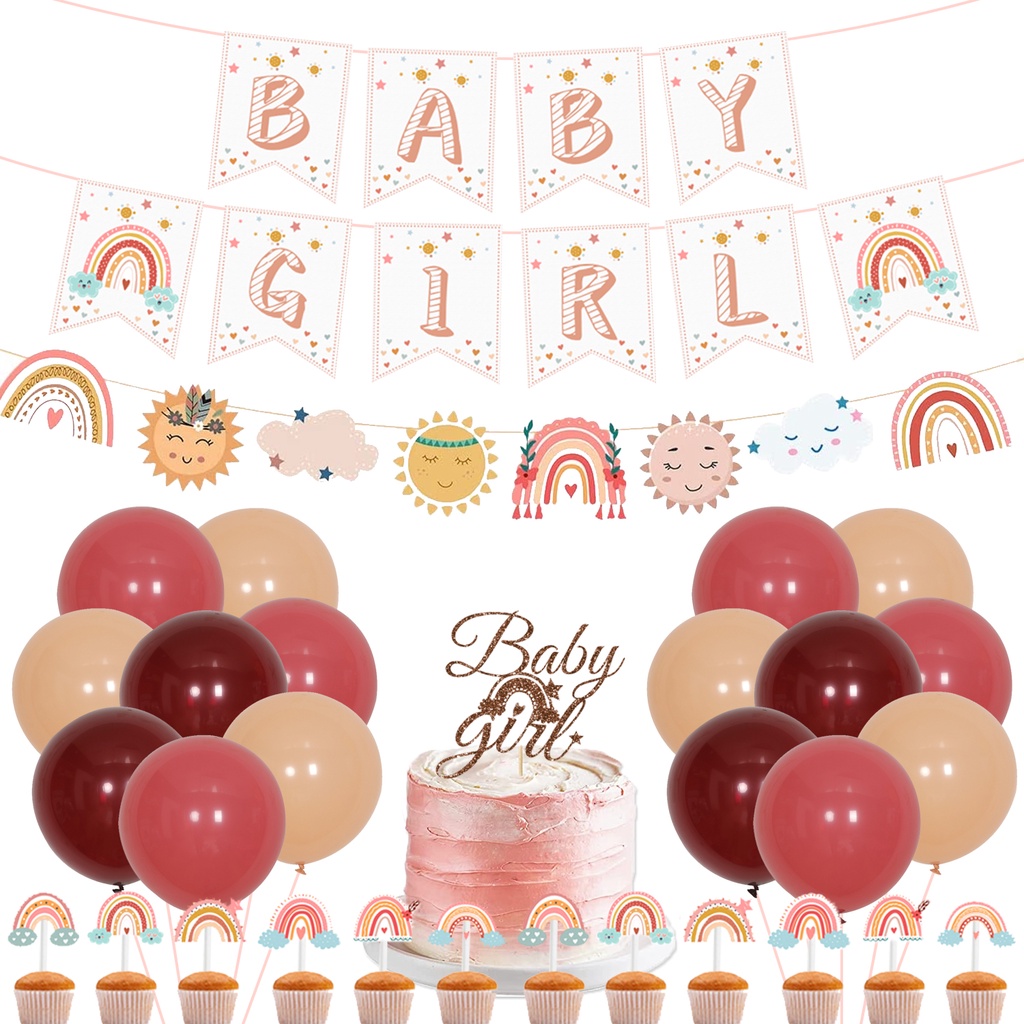 CHEEREVEAL Boho Rainbow Baby Shower Decoration Rainbow Baby Girl Banner