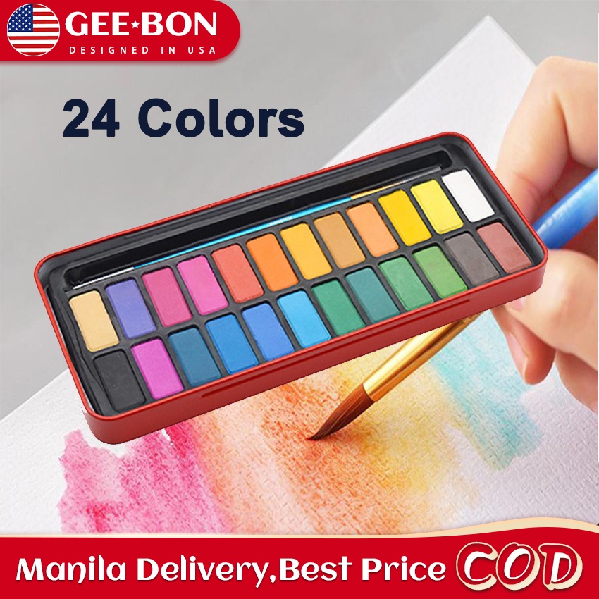 GEEBON Solid Watercolor Paint Set With Brush School Kids Art Supplies