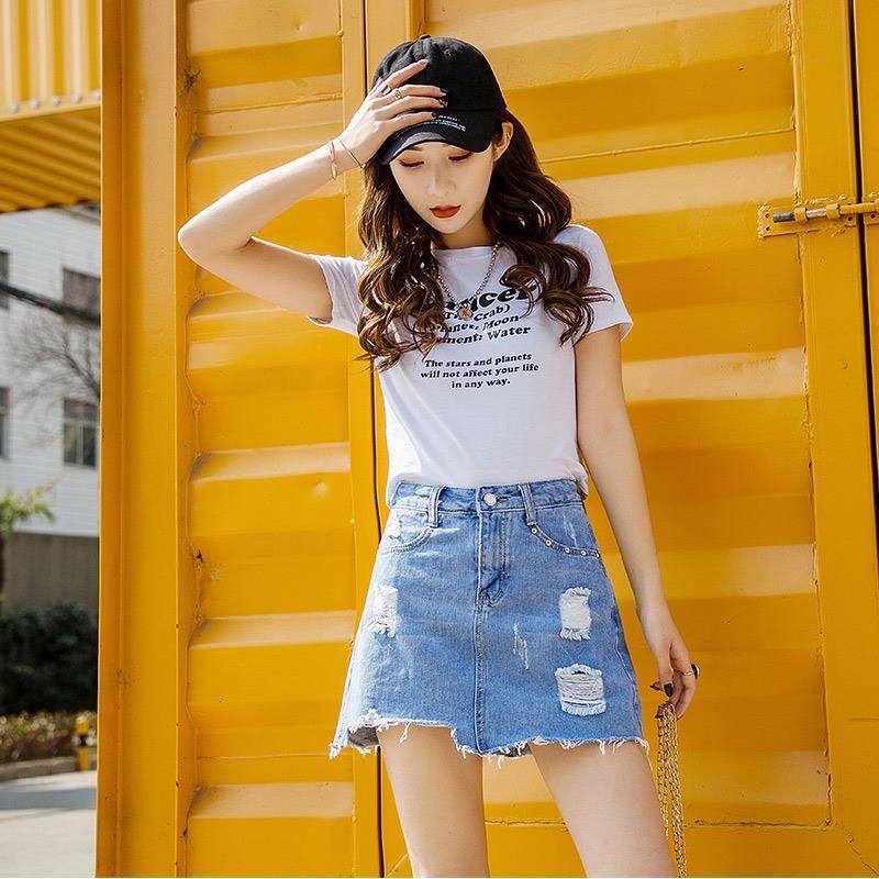 Denim skirt high waist sexy Korean (Elaine Jeans) | Shopee Philippines