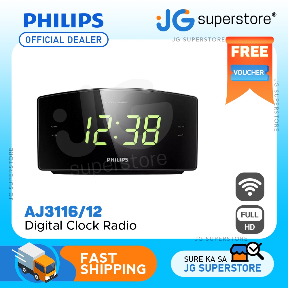 Philips Digital LED Tuning Clock Radio with 24Hour Time Format, Time
