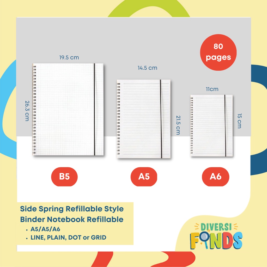 Clear Cover Style Side Spring Notebook 80 SHEETS - Size A5, B5, A6 ...