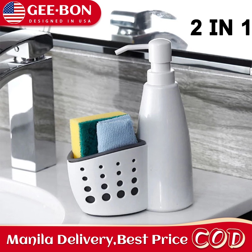 GEEBON Soap Dispenser Storage Box Liquid Detergent Sponge Drainboard