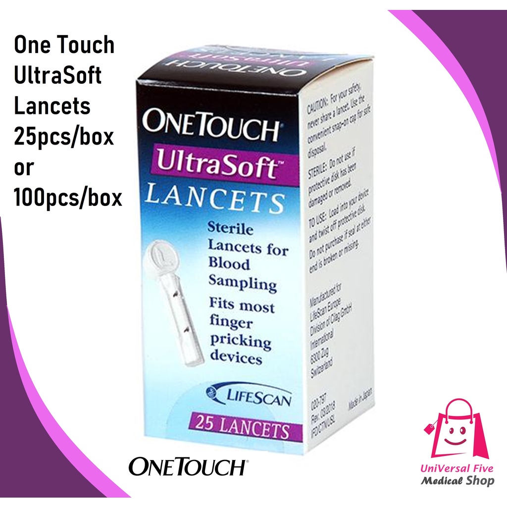 One Touch Ultra Soft Lancets 25 pieces / box or 100 pieces per box